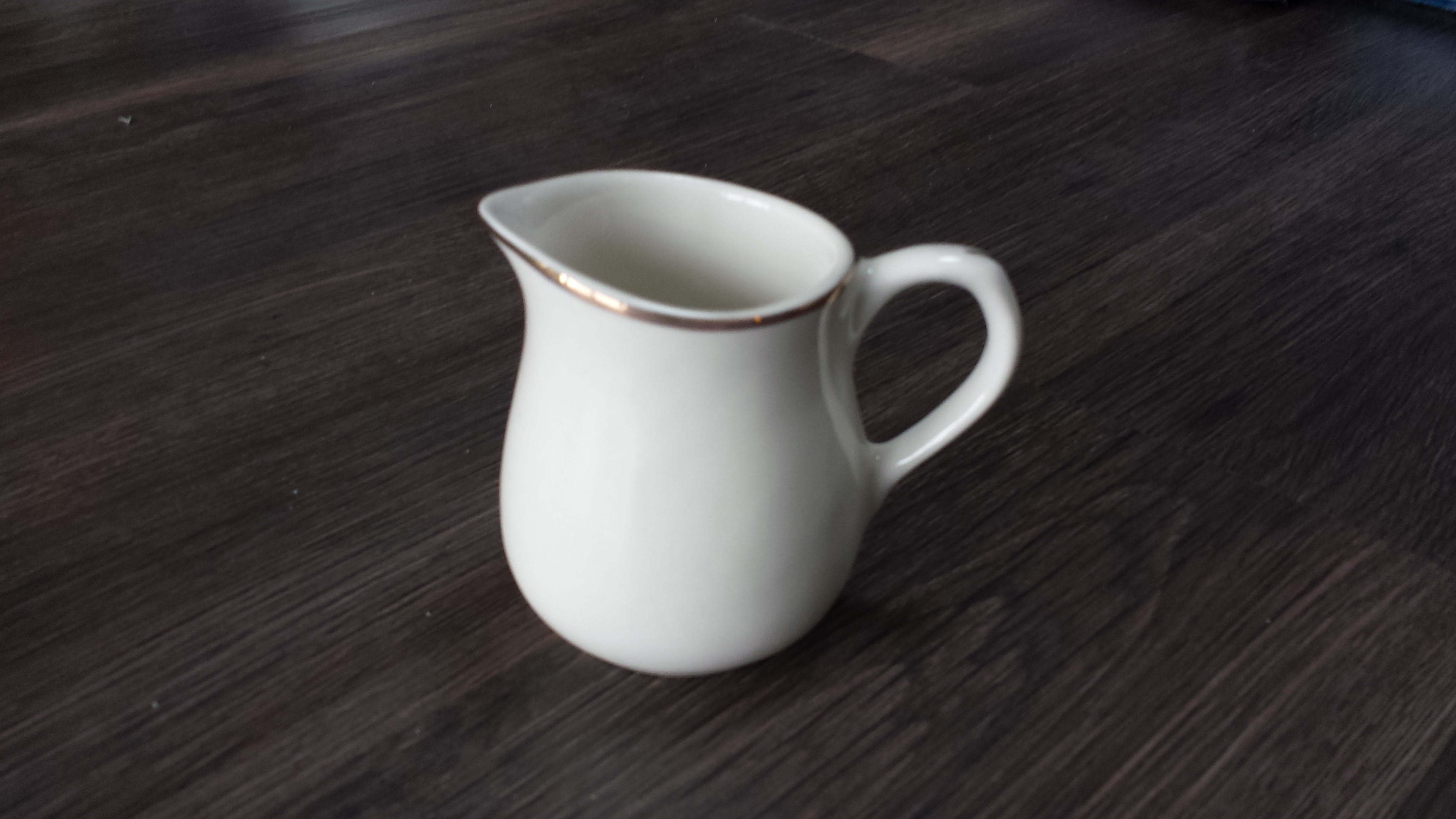 white china creamer pourer with gold rim Platinum Event Rentals