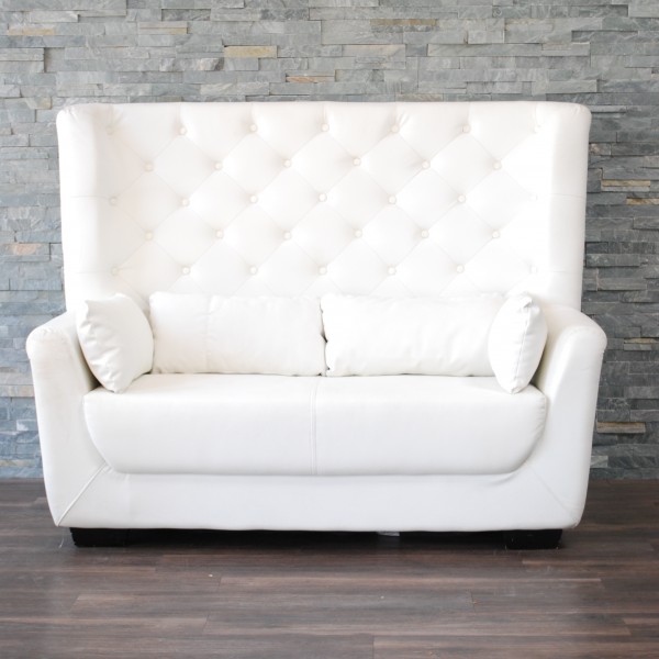 White Leather High Back Tufted Love Seat Platinum Event Rentals