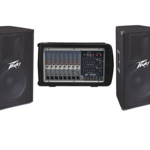 Peavey sound system. includes 6input amp two speakers and speaker stands
