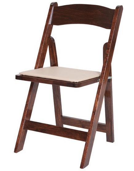 fruitwood folding chair with beige pad