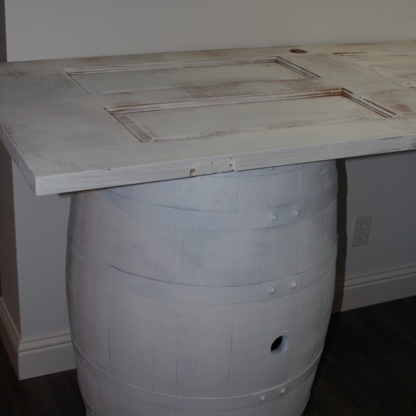 white rustic wine barrel