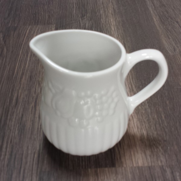 large white china creamer pourer 6oz with floral print