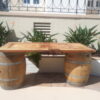 Rustic Door and Wine Barrel Table - Image 2