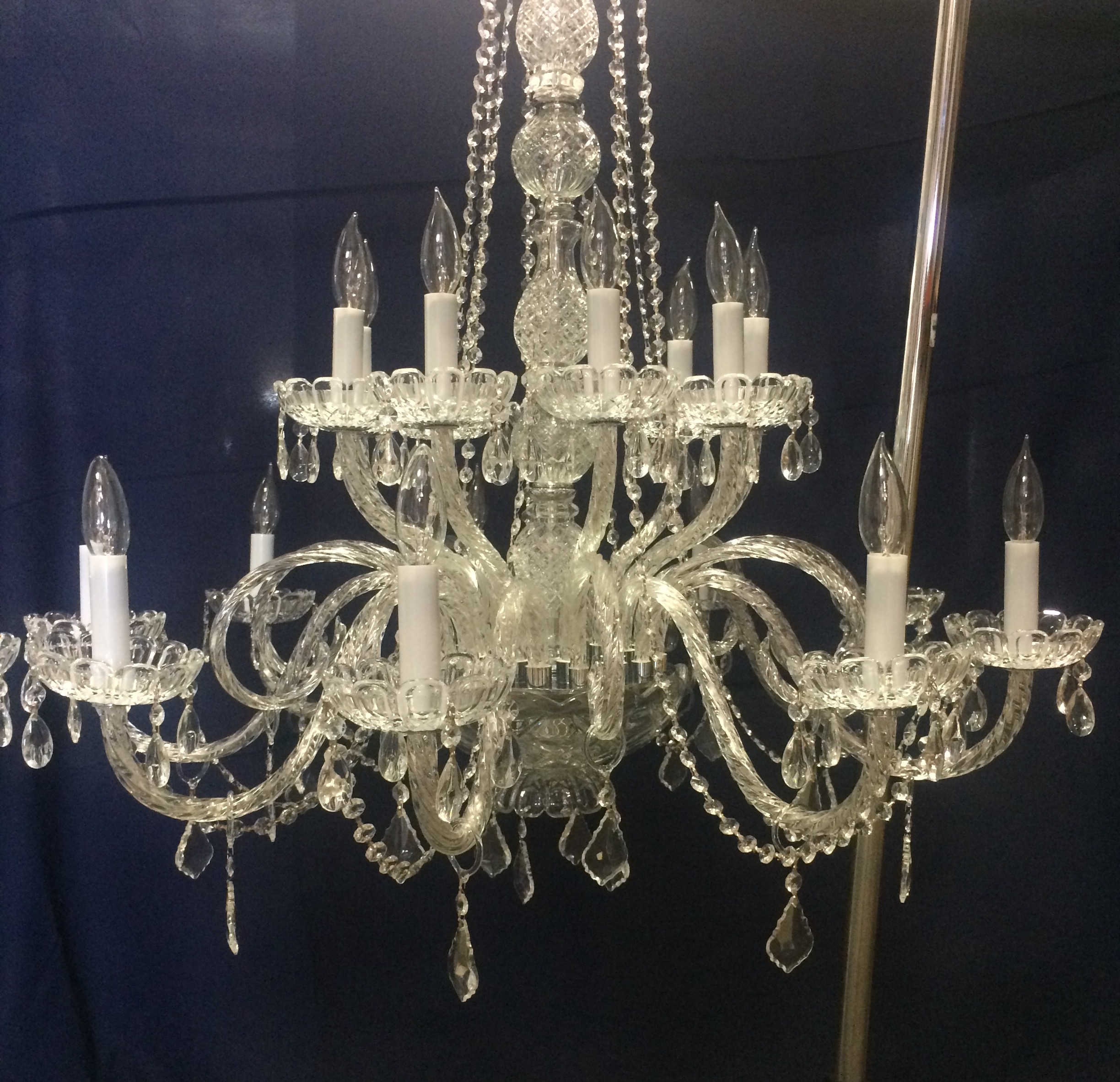 18 Bulb Crystal Chandelier Platinum Event Rentals