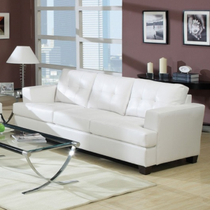 White Leather Plush Sofa (decorative pillows not included)